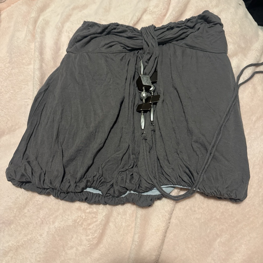 Gray Women's Holter top with Decorative Tie